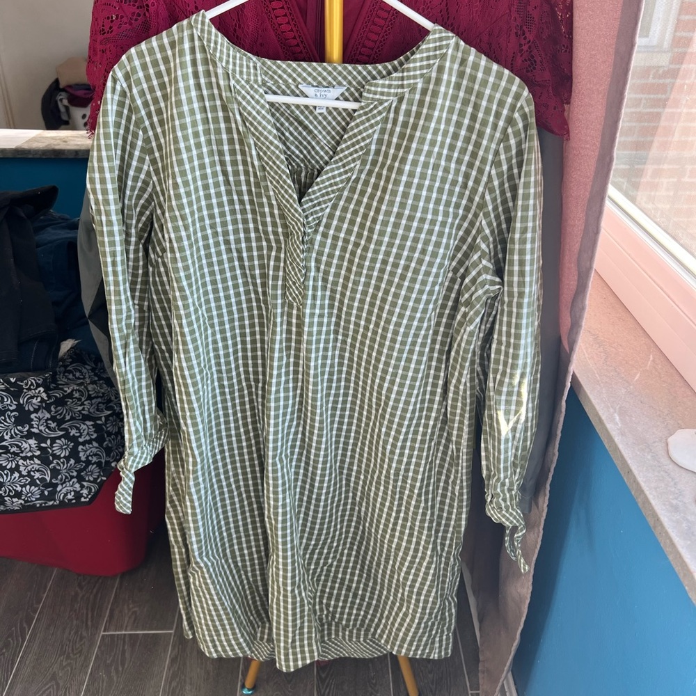 Green and white Crown and Ivy dress, XL